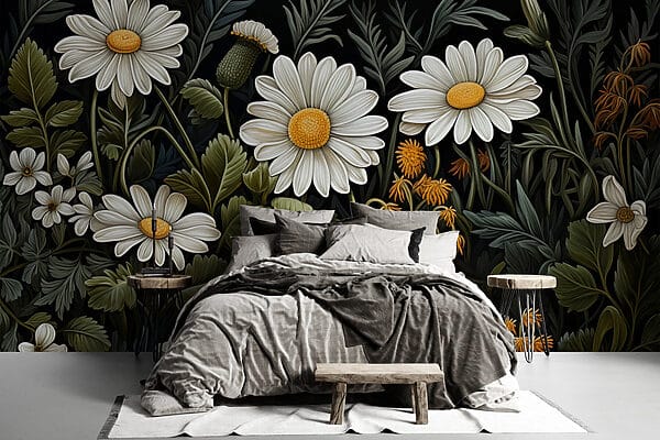 Schilderij van bloemen en bladeren Schilderij van bloemen en bladeren