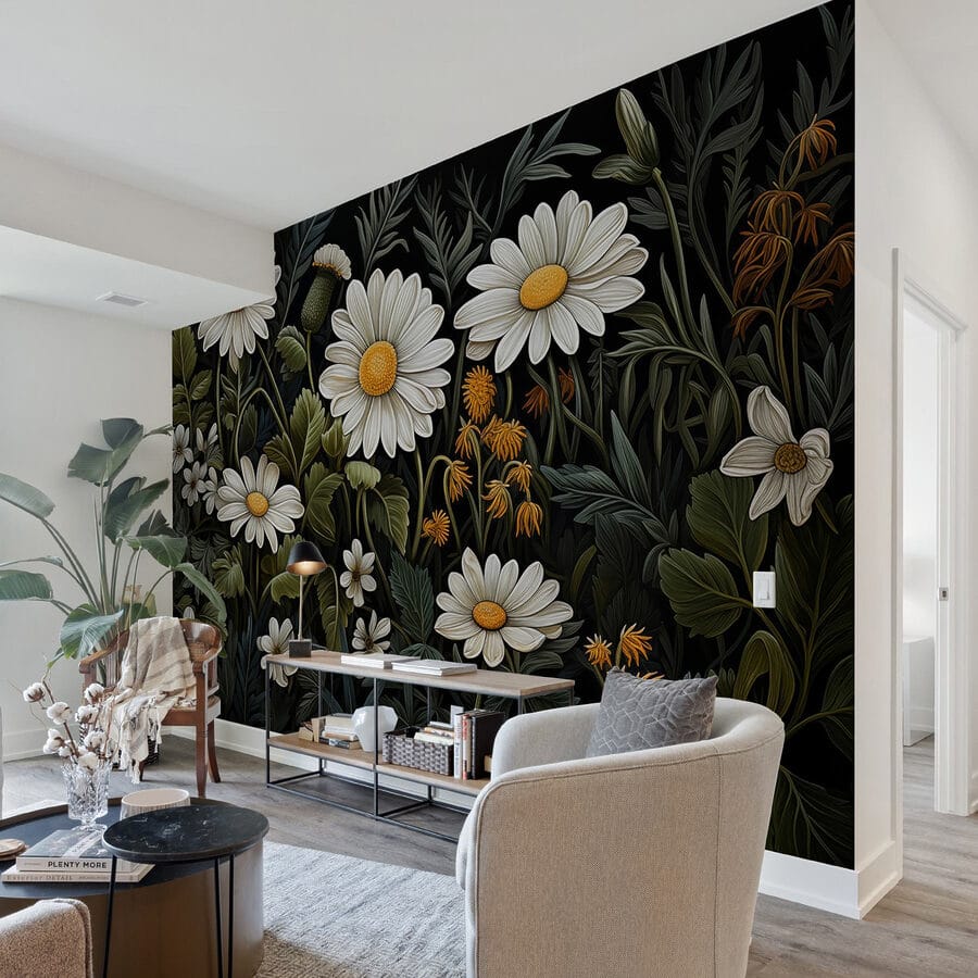 Schilderij van bloemen en bladeren Schilderij van bloemen en bladeren