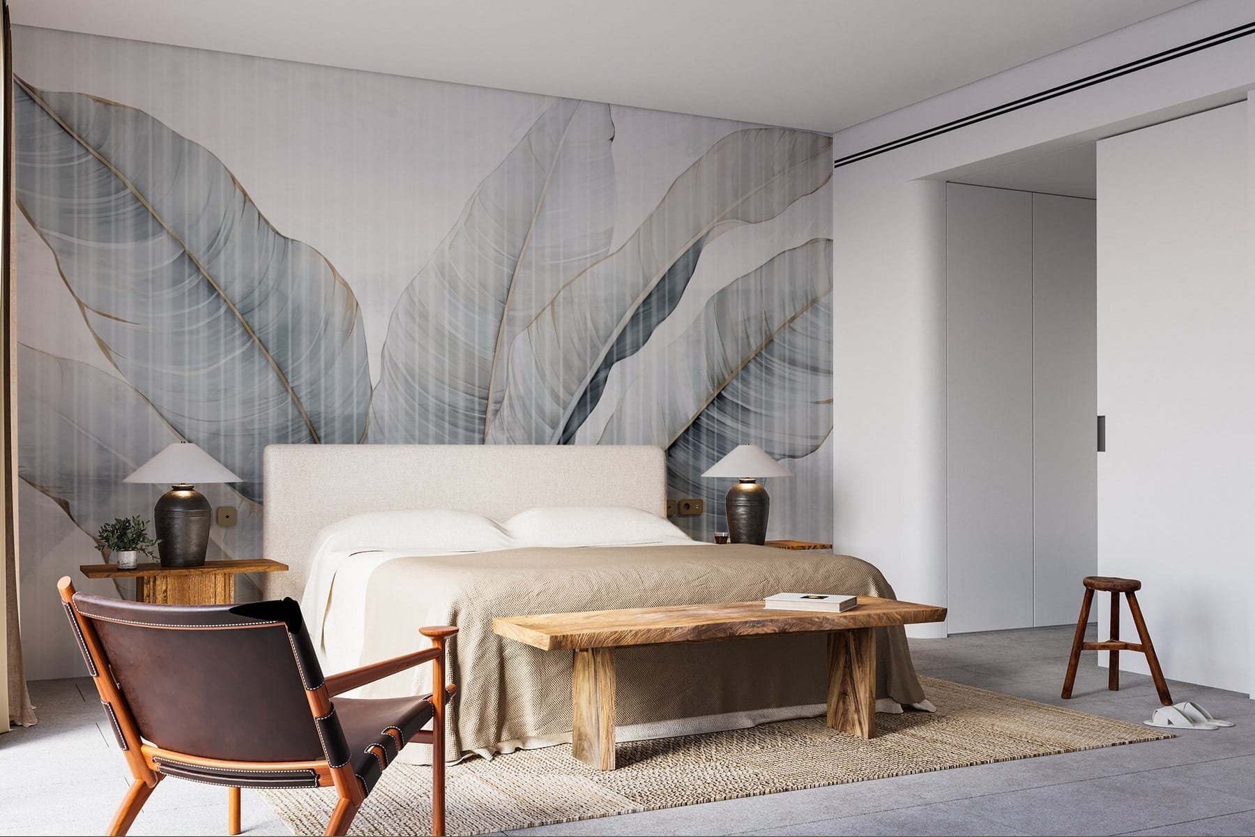 Soft leaves in muted tones