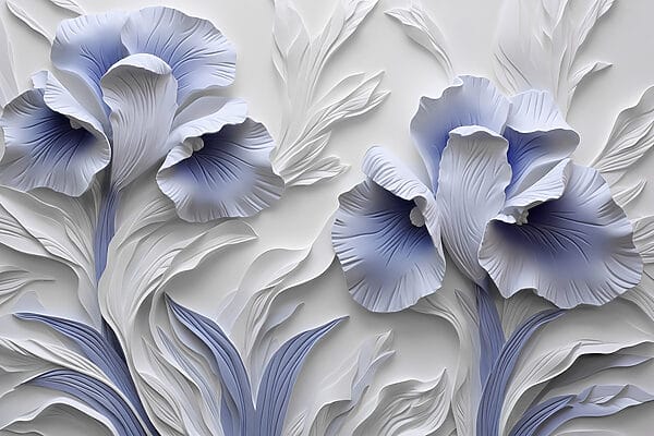 Witte en blauwe papieren bloemen Witte en blauwe papieren bloemen