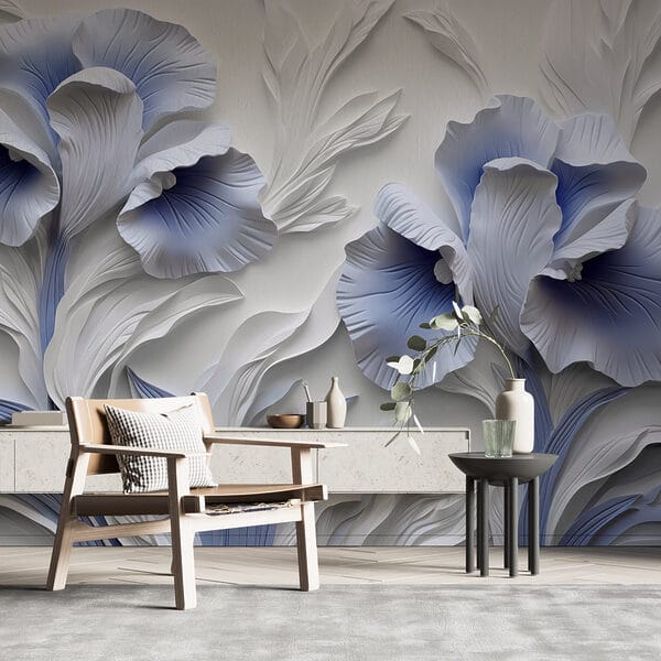 Witte en blauwe papieren bloemen Witte en blauwe papieren bloemen