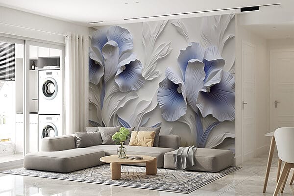 Witte en blauwe papieren bloemen Witte en blauwe papieren bloemen