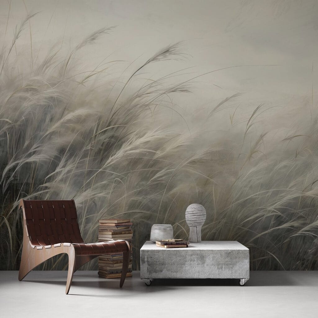 Field of grass with white clouds