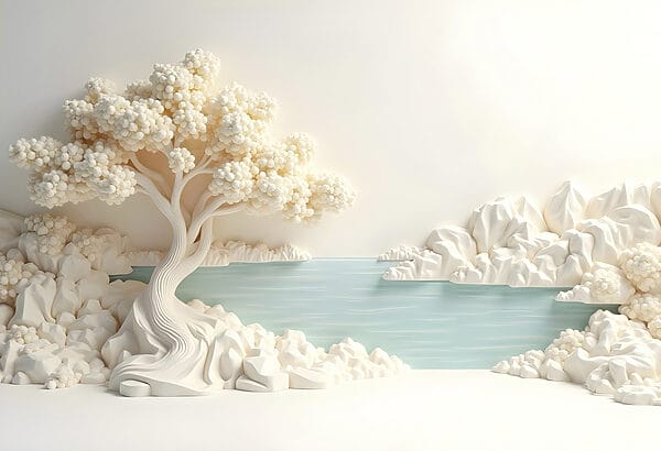 Witte boom en water Witte boom en water