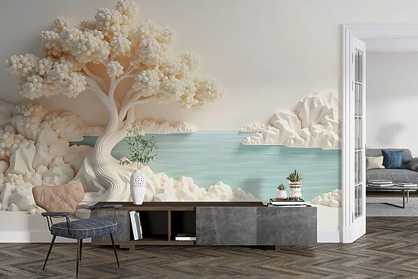 Witte boom en water Witte boom en water