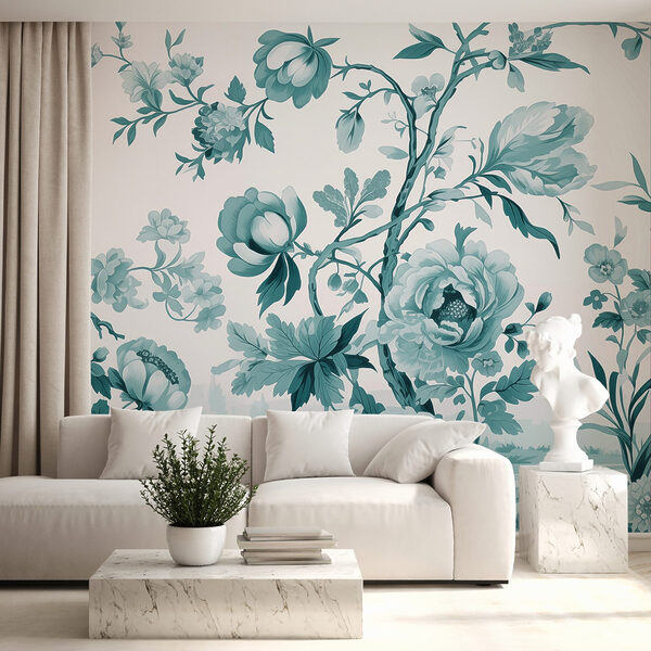 Vogel op een boomtak met bloemen Vogel op een boomtak met bloemen