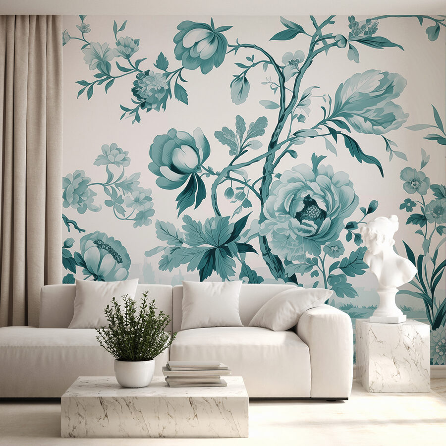 Vogel op een boomtak met bloemen
