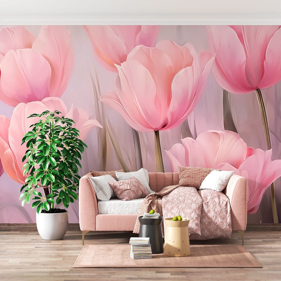 Groep roze bloemen