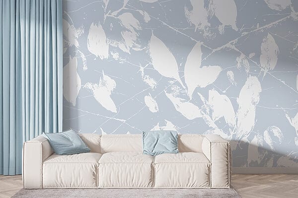 Witte bladeren op een blauwe achtergrond Witte bladeren op een blauwe achtergrond
