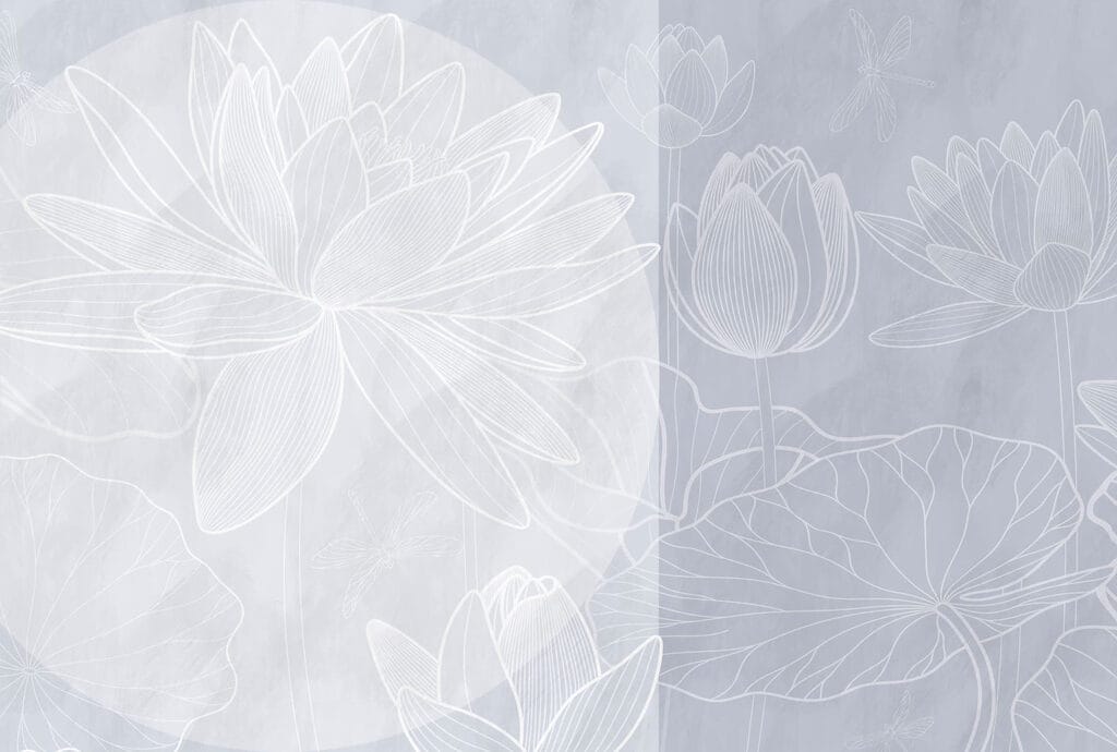 Tekening van witte bloem op grijze achtergrond Tekening van witte bloem op grijze achtergrond