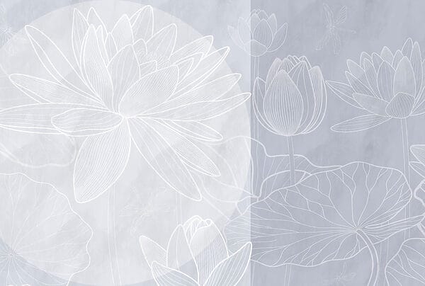 Tekening van witte bloem op grijze achtergrond Tekening van witte bloem op grijze achtergrond