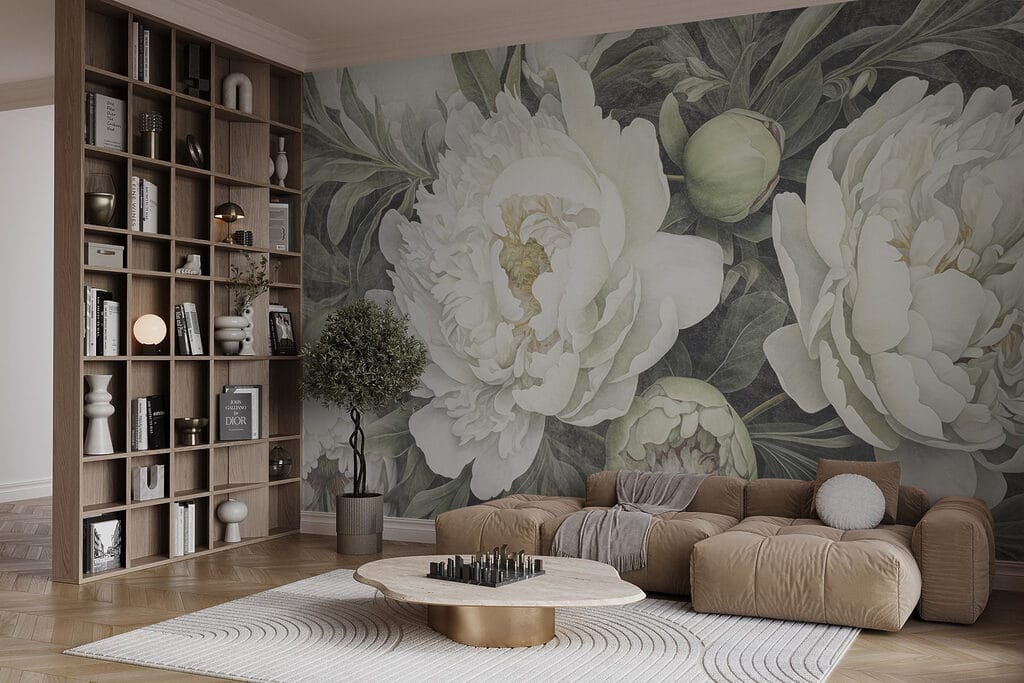 Delicate white peonies in bloom Delicate white peonies in bloom