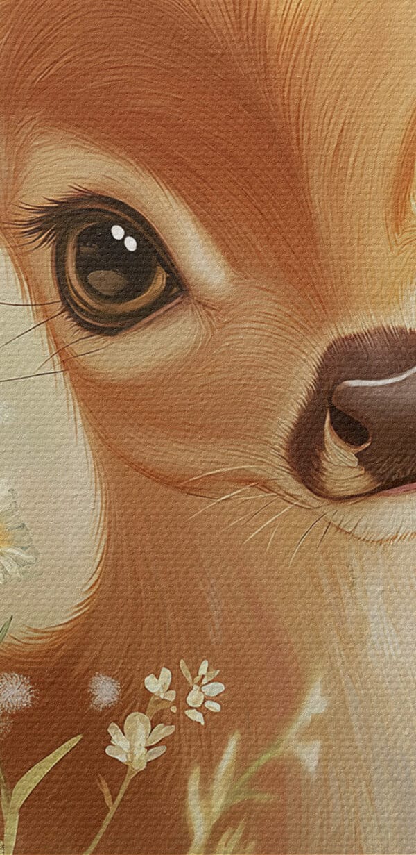 Baby deer in a field of flowers