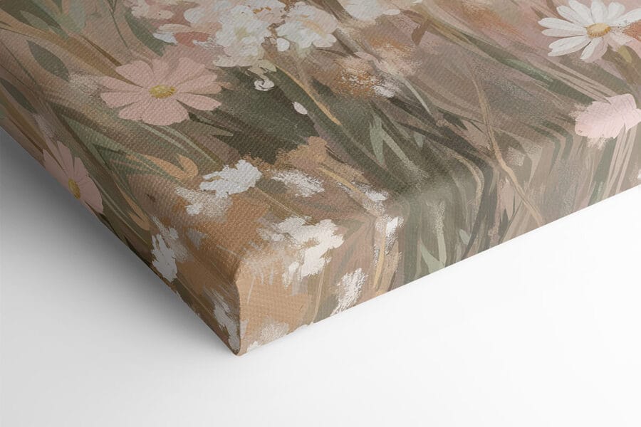 Schilderij van een hert in een bloemenveld