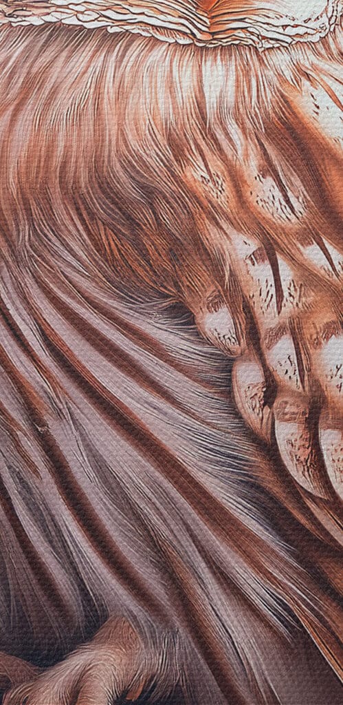 Owl sitting on a branch with pink flowers