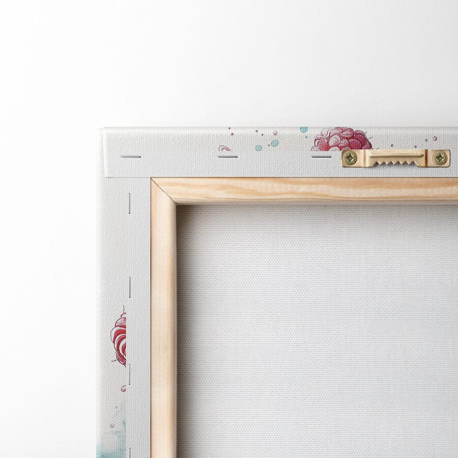 Schilderij van een donut met frambozen en melkspetters Schilderij van een donut met frambozen en melkspetters