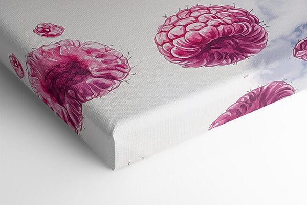 Schilderij van een donut met frambozen Schilderij van een donut met frambozen