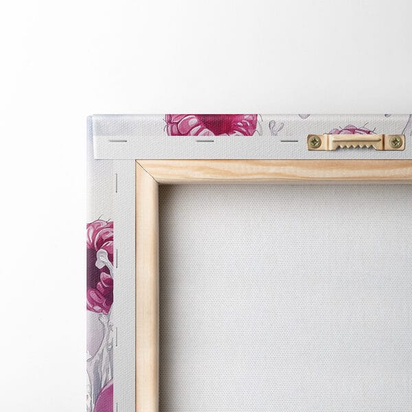 Schilderij van een donut met frambozen Schilderij van een donut met frambozen