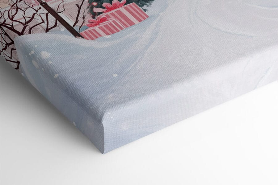 Kerstboom voor een roze huis