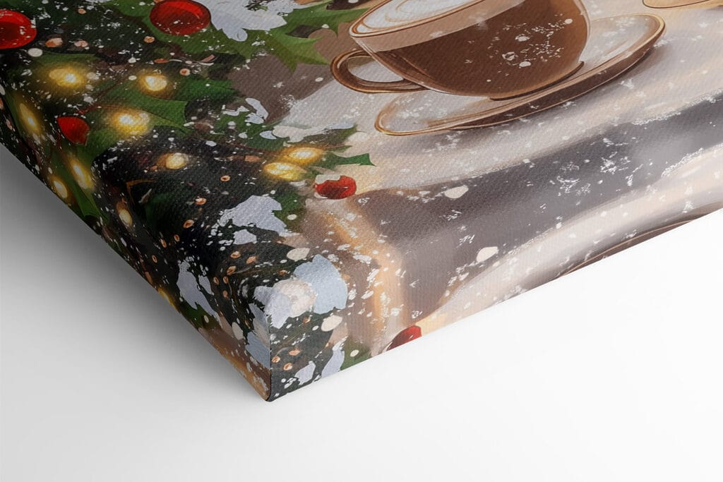 Window with two cups of coffee and trees in front of a street Window with two cups of coffee and trees in front of a street