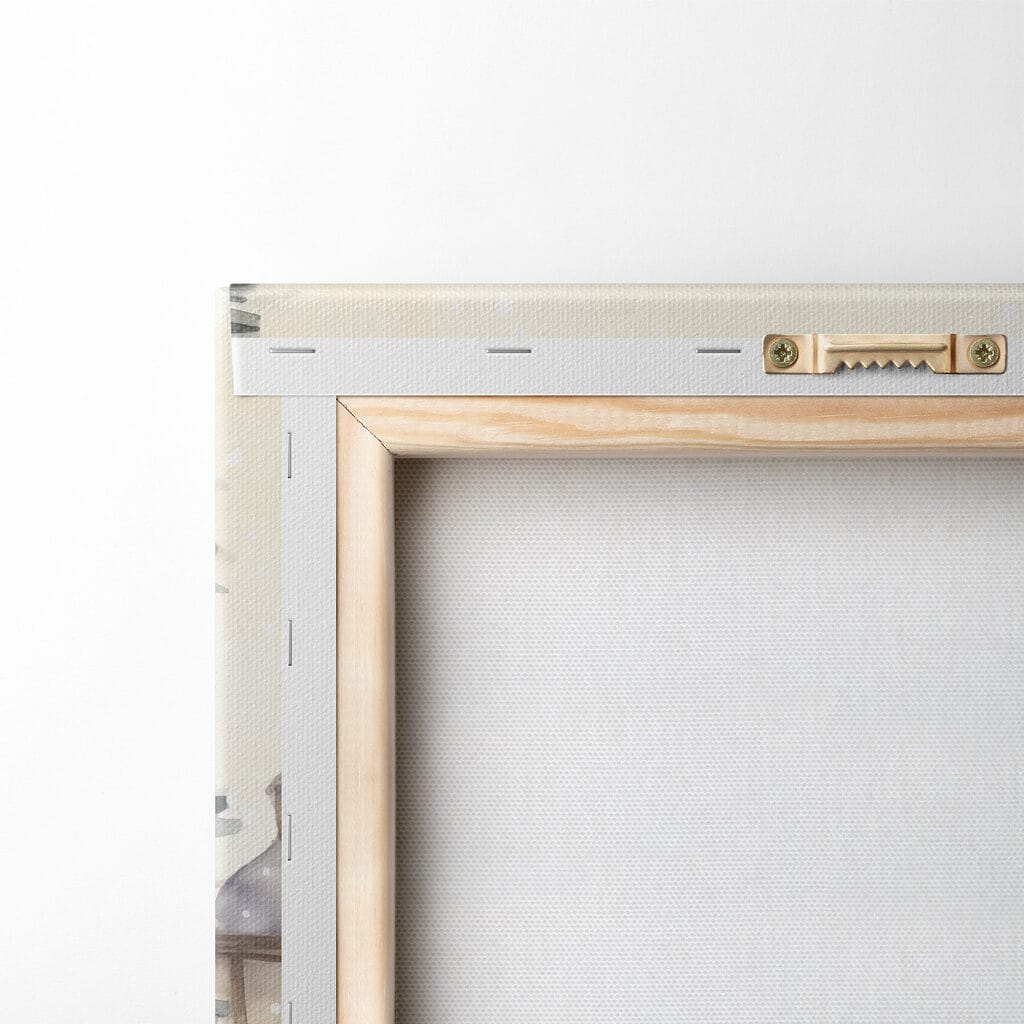 Painting of a tea set on a balcony with a tall tower in the background Painting of a tea set on a balcony with a tall tower in the background