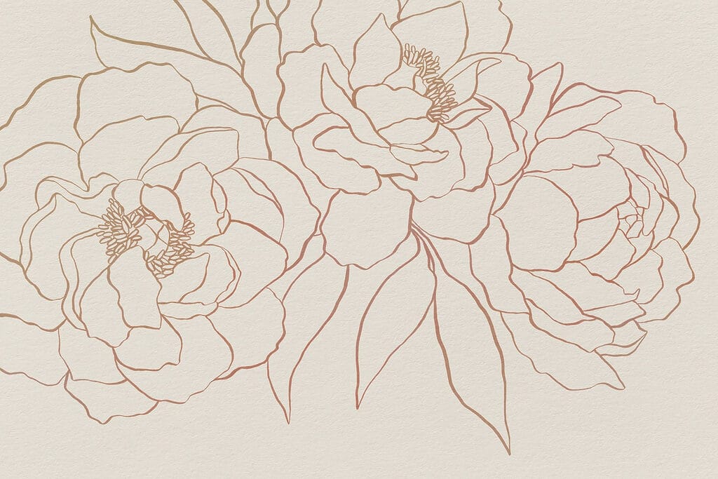 Tekening van bloemen op een wit oppervlak Tekening van bloemen op een wit oppervlak