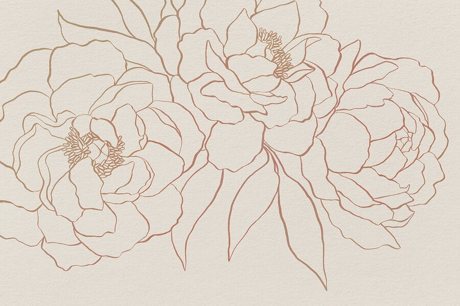 Tekening van bloemen op een wit oppervlak Tekening van bloemen op een wit oppervlak