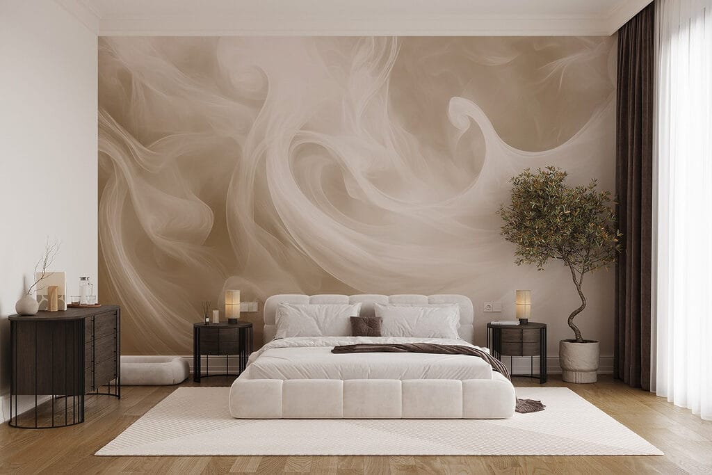 White smoke in a light brown background