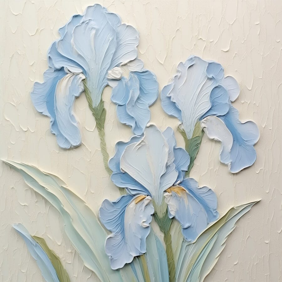 Schilderij van bloemen op een muur