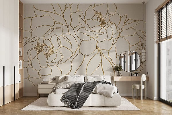 Tekening van bloemen op een wit oppervlak Tekening van bloemen op een wit oppervlak