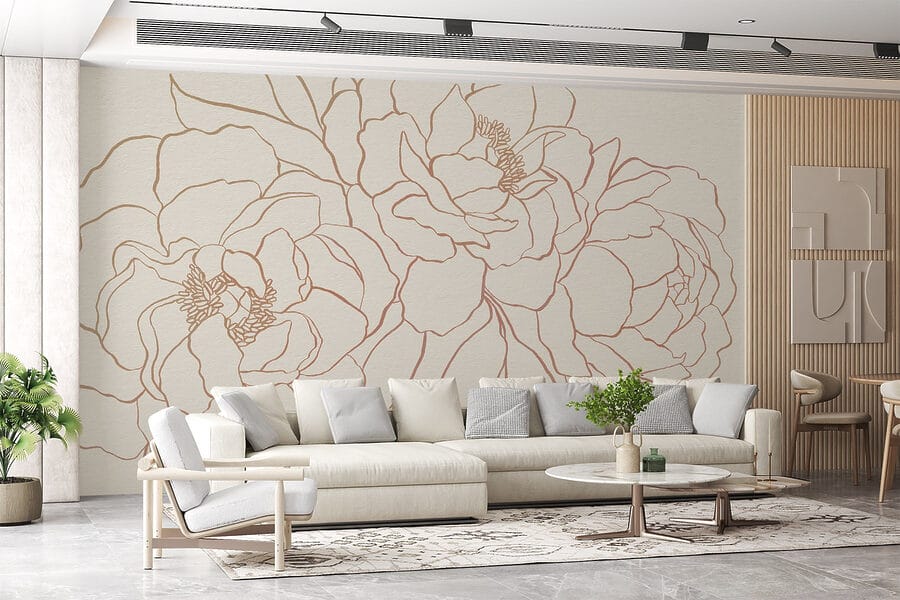 Tekening van bloemen op een wit oppervlak Tekening van bloemen op een wit oppervlak
