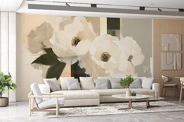 Schilderij van witte bloemen Schilderij van witte bloemen
