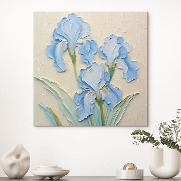 Schilderij van bloemen op een muur Schilderij van bloemen op een muur
