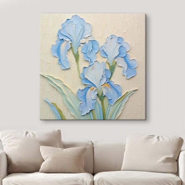 Schilderij van bloemen op een muur Schilderij van bloemen op een muur