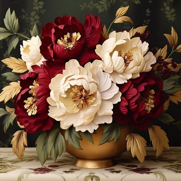 Vaas met bloemen op een tafel Vaas met bloemen op een tafel