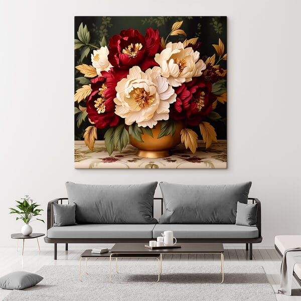 Vaas met bloemen op een tafel Vaas met bloemen op een tafel