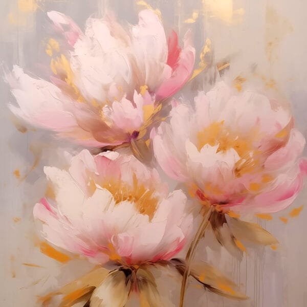 Schilderij van roze bloemen Schilderij van roze bloemen