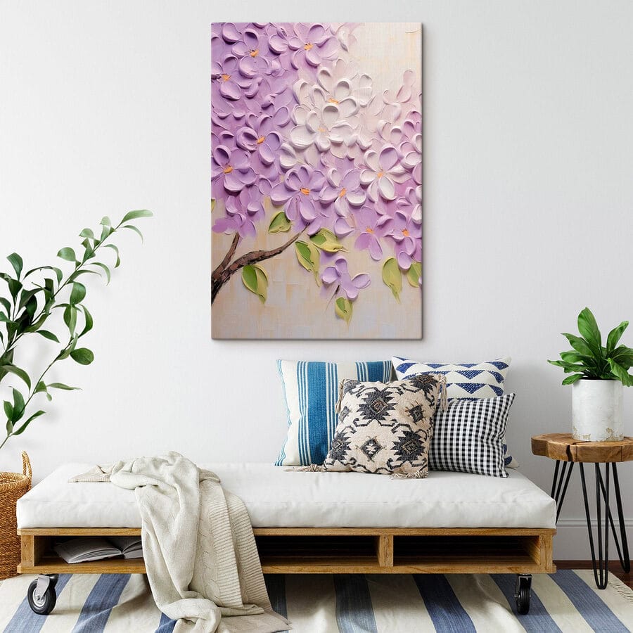 Schilderij van bloemen op een wit oppervlak