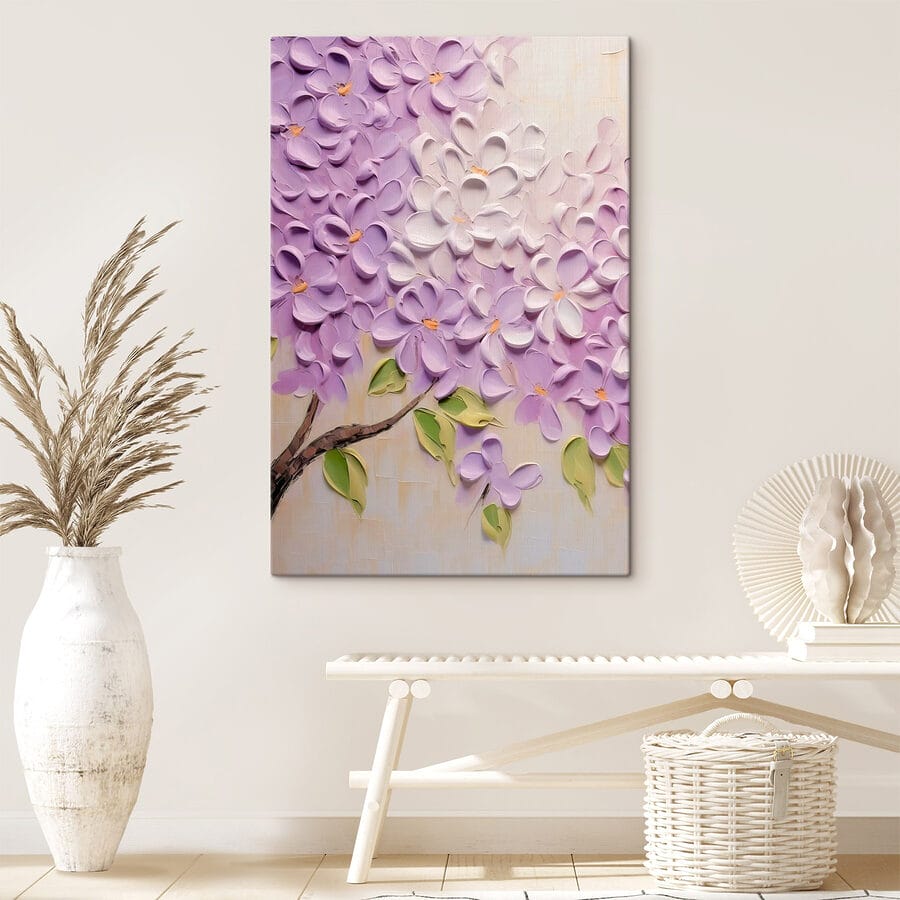 Schilderij van bloemen op een wit oppervlak