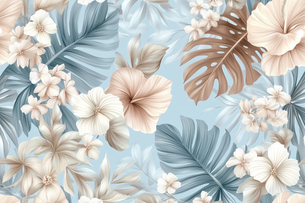Bloemenpatroon met witte en bruine bloemen Bloemenpatroon met witte en bruine bloemen