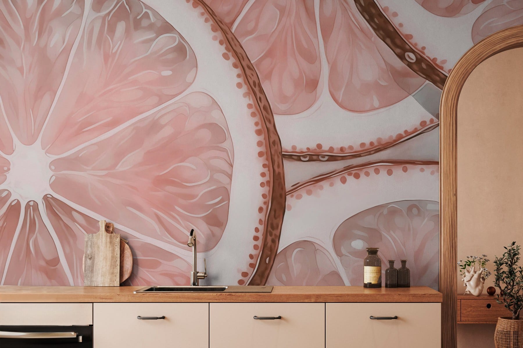 Fresh citrus slices in soft tones