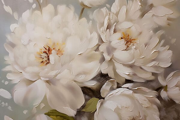 Schilderij van witte bloemen Schilderij van witte bloemen