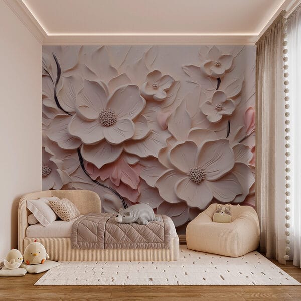 Witte en roze bloemen op een wit oppervlak Witte en roze bloemen op een wit oppervlak