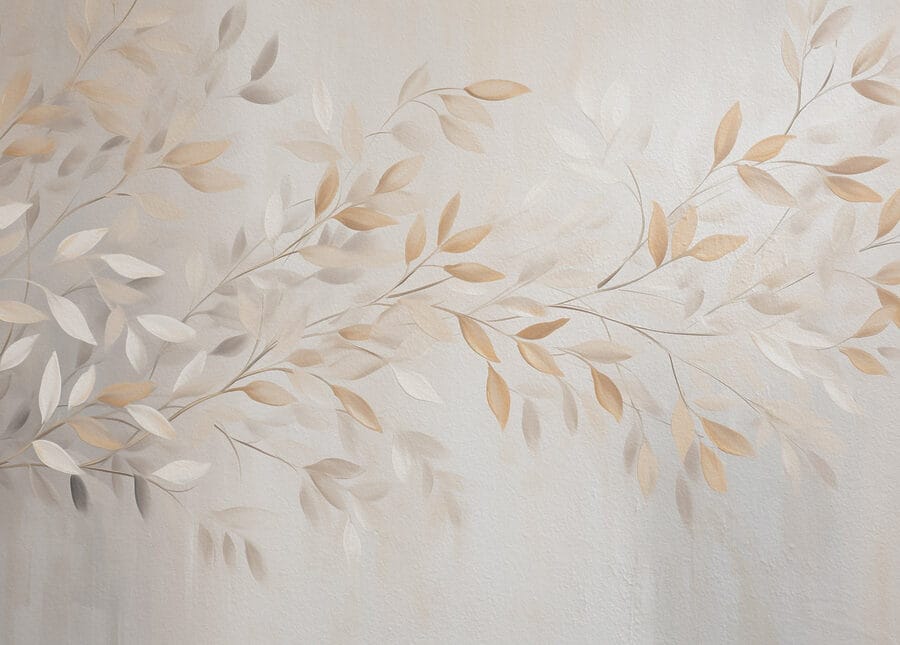 Delicate bladeren in zachte tinten.