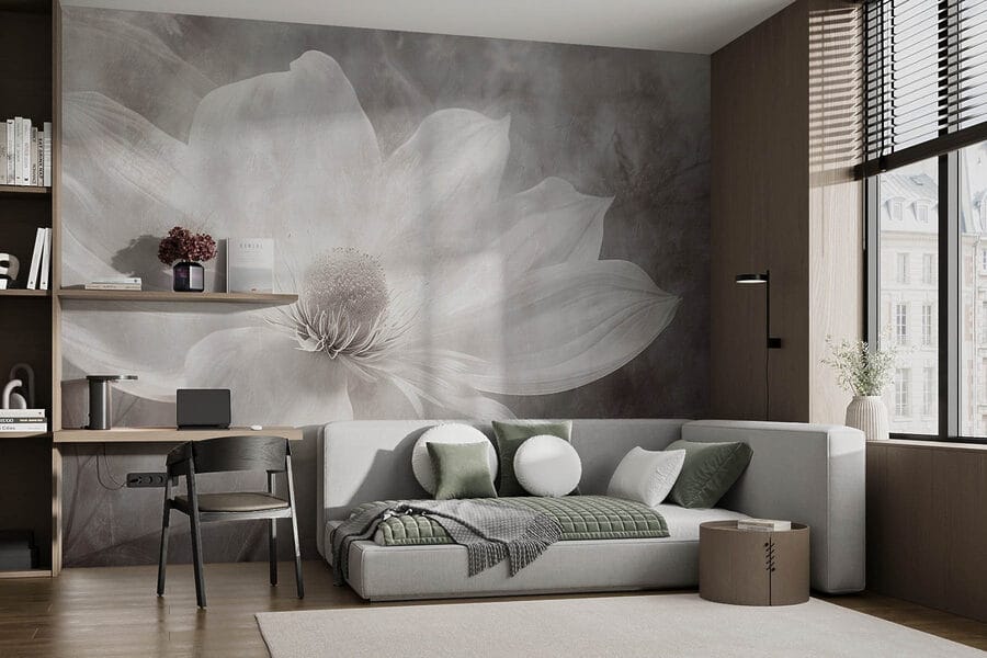 Witte bloem met zwart hart