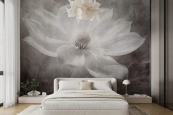 Witte bloem met zwart hart Witte bloem met zwart hart