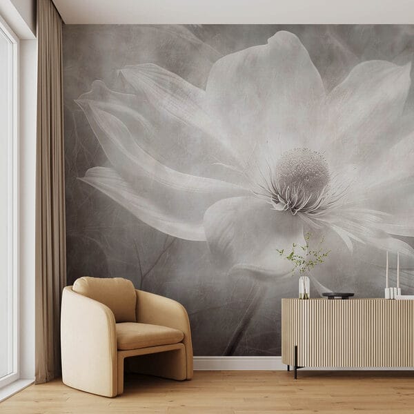 Witte bloem met zwart hart Witte bloem met zwart hart