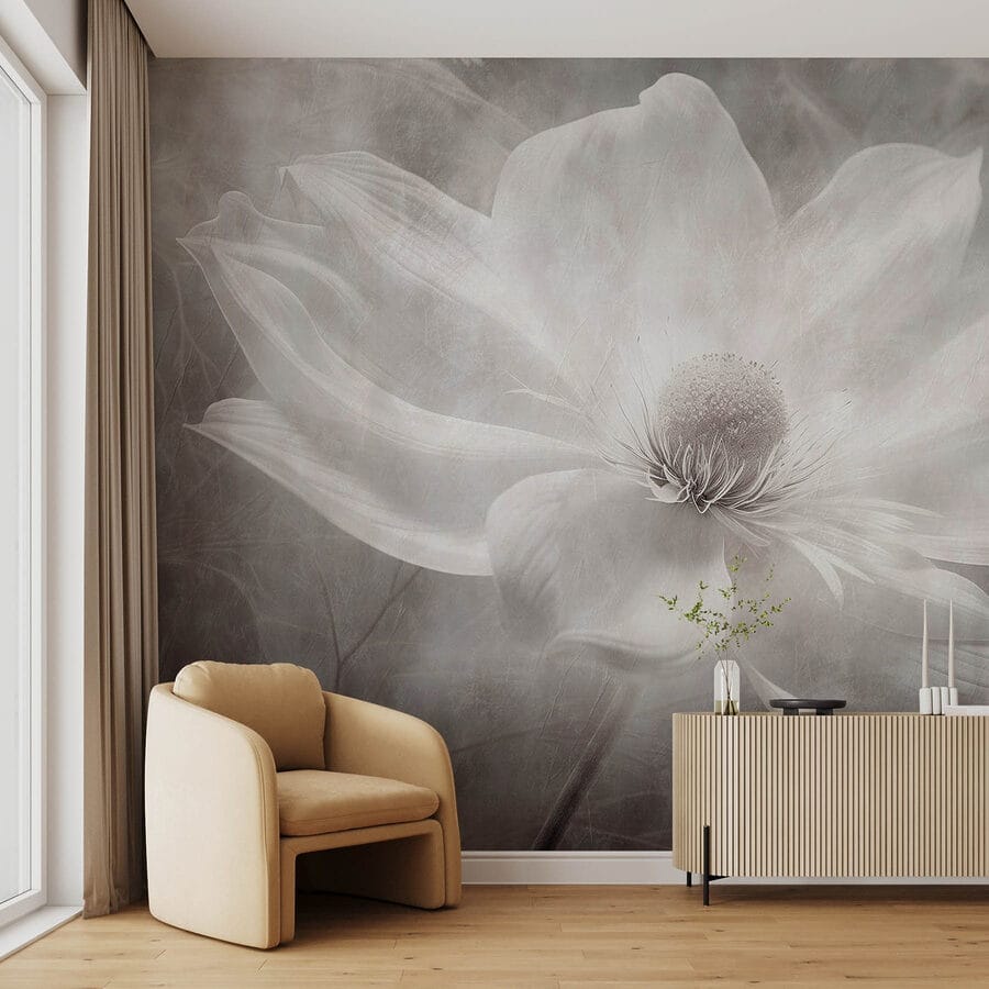 Witte bloem met zwart hart