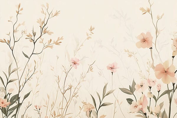 Behang met bloemen en bladeren Behang met bloemen en bladeren
