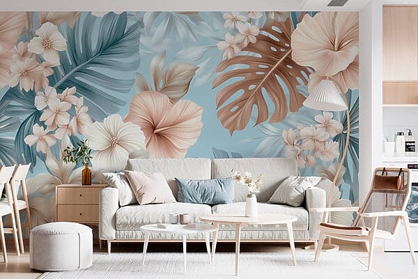 Bloemenpatroon met witte en bruine bloemen Bloemenpatroon met witte en bruine bloemen